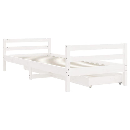 Estrutura cama infantil c/ gavetas 90x190cm pinho maciço branco