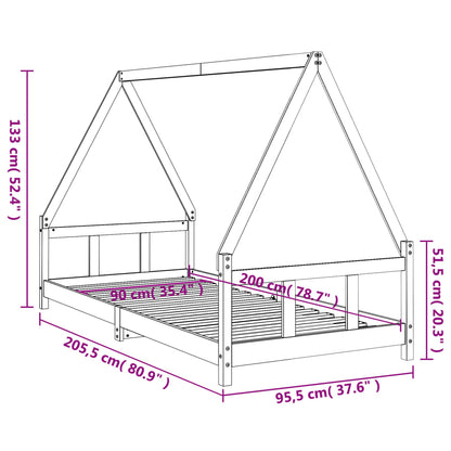 Estrutura de cama infantil 90x200 cm pinho maciço branco