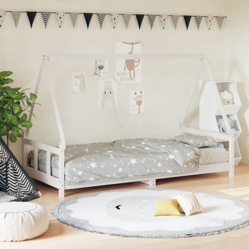 Estrutura de cama infantil 90x200 cm pinho maciço branco