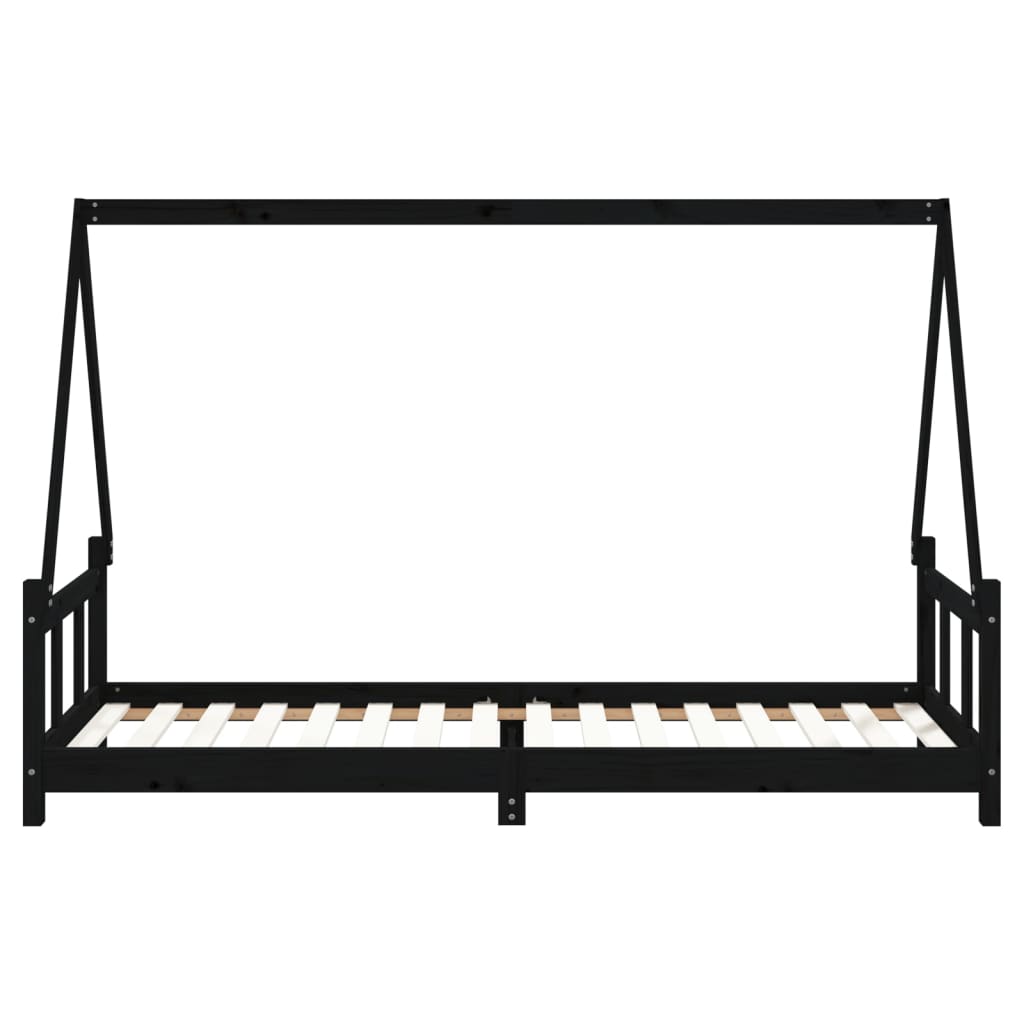 Estrutura de cama infantil 90x200 cm pinho maciço preto