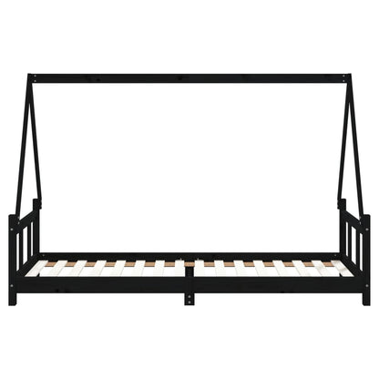 Estrutura de cama infantil 90x200 cm pinho maciço preto