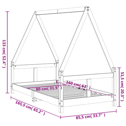 Estrutura de cama infantil 80x160 cm pinho maciço branco