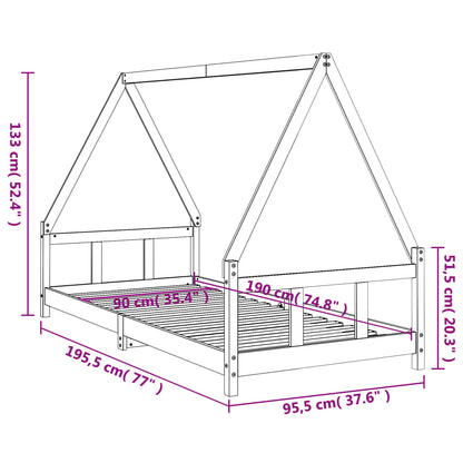 Estrutura de cama infantil 90x190 cm pinho maciço branco