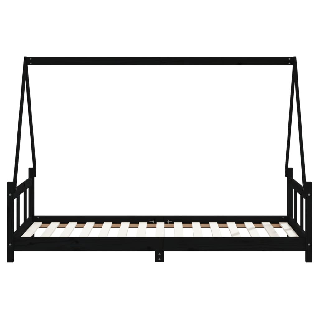 Estrutura de cama infantil 90x190 cm pinho maciço preto