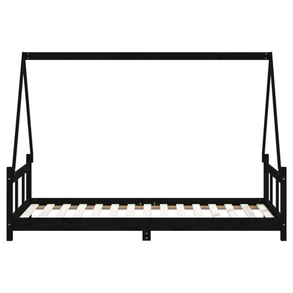 Estrutura de cama infantil 90x190 cm pinho maciço preto