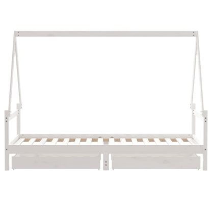 Estrutura cama infantil c/ gavetas 80x200cm pinho maciço branco