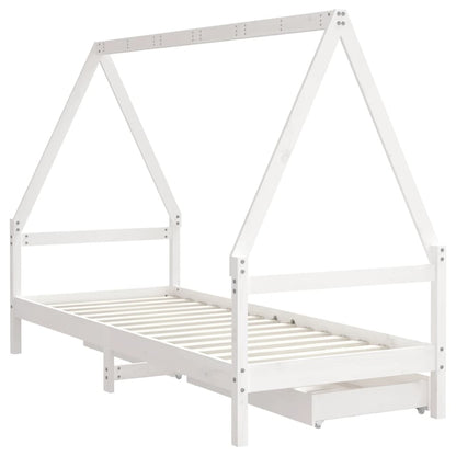 Estrutura cama infantil c/ gavetas 80x200cm pinho maciço branco