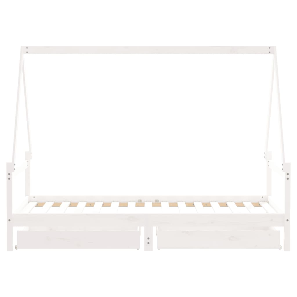 Estrutura cama infantil c/ gavetas 90x190cm pinho maciço branco