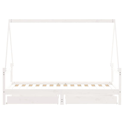 Estrutura cama infantil c/ gavetas 90x190cm pinho maciço branco