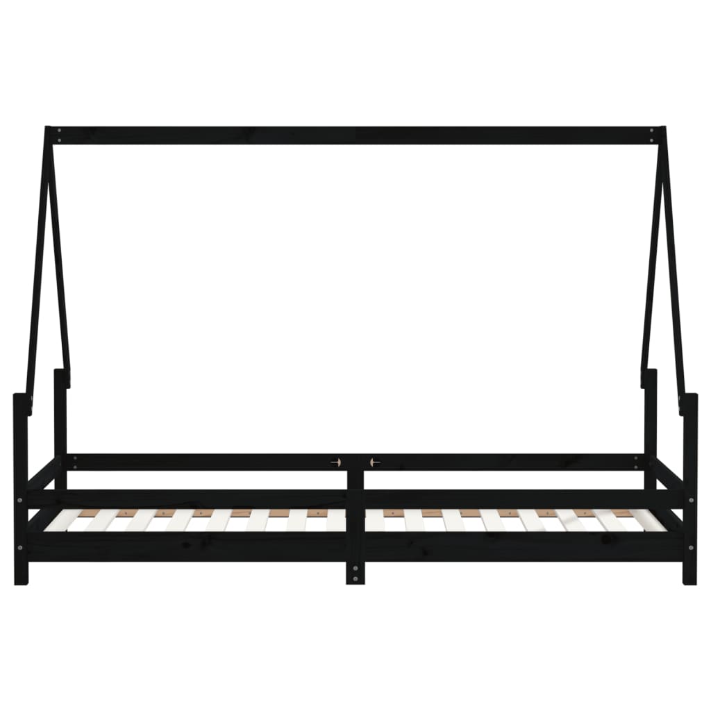 Estrutura de cama infantil 80x200 cm pinho maciço preto