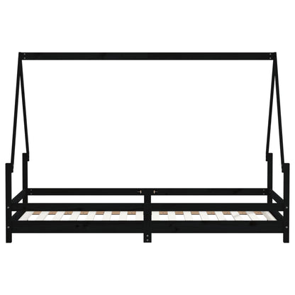 Estrutura de cama infantil 80x200 cm pinho maciço preto