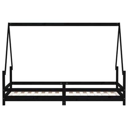 Estrutura de cama infantil 90x200 cm pinho maciço preto