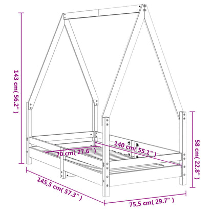 Estrutura de cama infantil 70x140 cm pinho maciço