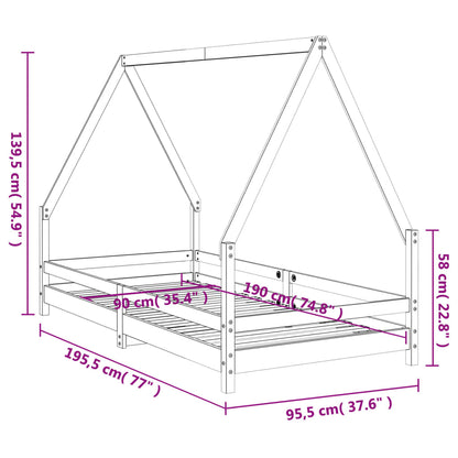 Estrutura de cama infantil 90x190 cm madeira de pinho maciça