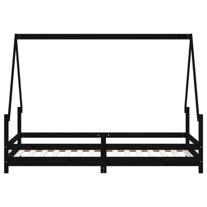 Estrutura de cama infantil 90x190 cm pinho maciço preto