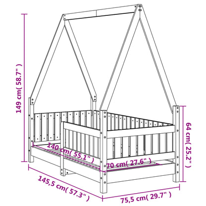 Estrutura de cama infantil 70x140 cm pinho maciço