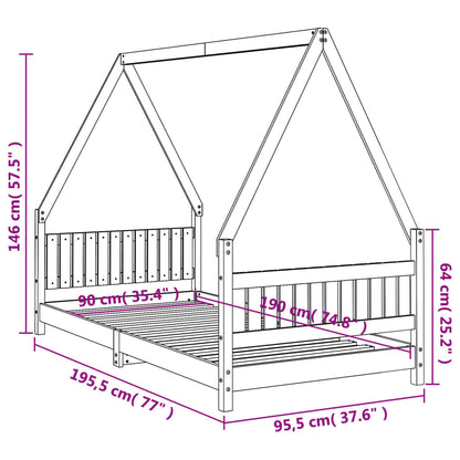 Estrutura de cama infantil 90x190 cm madeira de pinho maciça