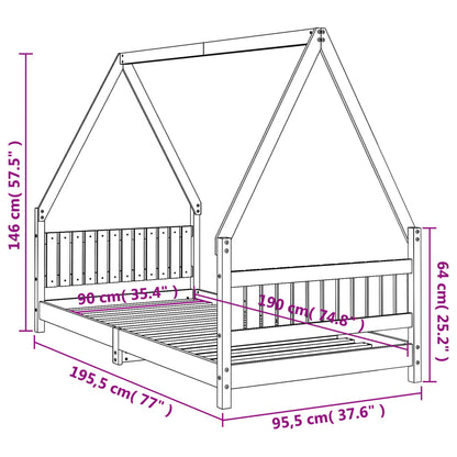 Estrutura de cama infantil 90x190 cm pinho maciço branco