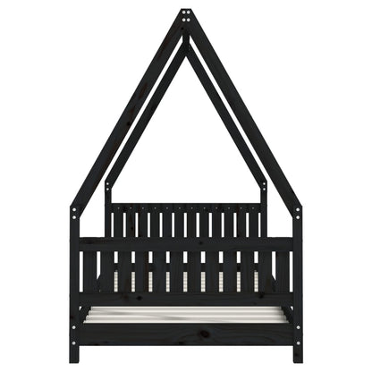 Estrutura de cama infantil 90x190 cm pinho maciço preto