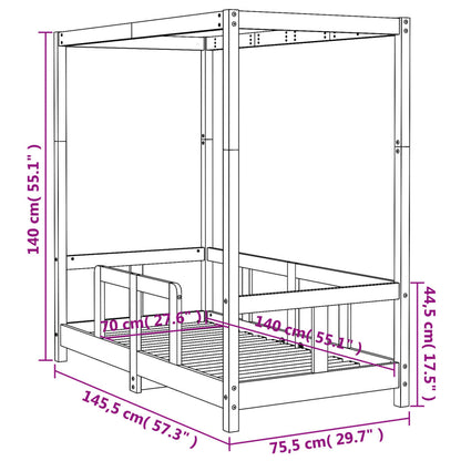 Estrutura de cama infantil 70x140 cm pinho maciço