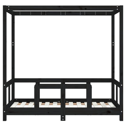 Estrutura de cama infantil 70x140 cm pinho maciço preto