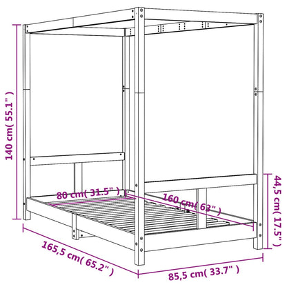 Estrutura de cama infantil 80x160 cm pinho maciço