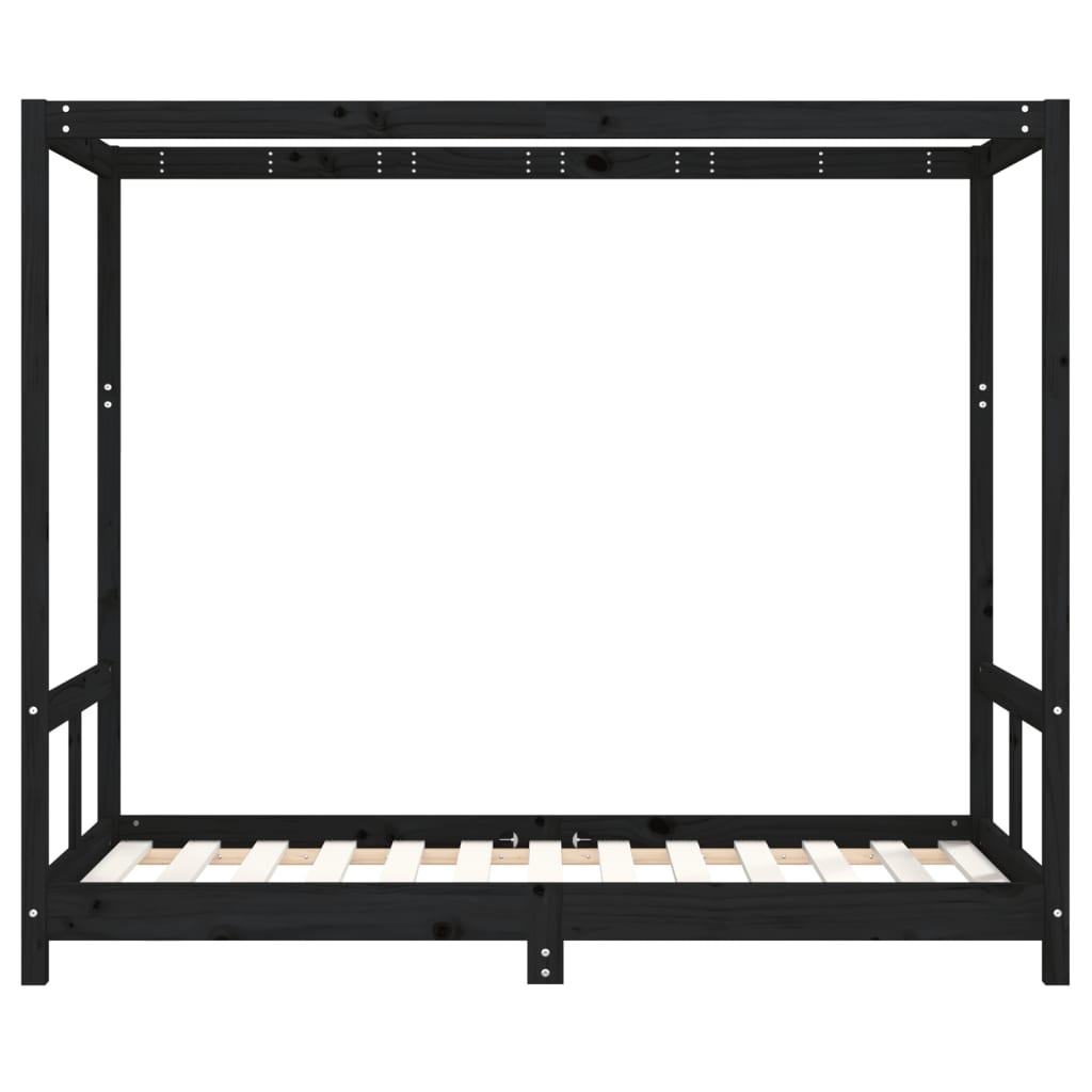 Estrutura de cama infantil 80x160 cm pinho maciço preto