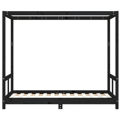 Estrutura de cama infantil 80x160 cm pinho maciço preto