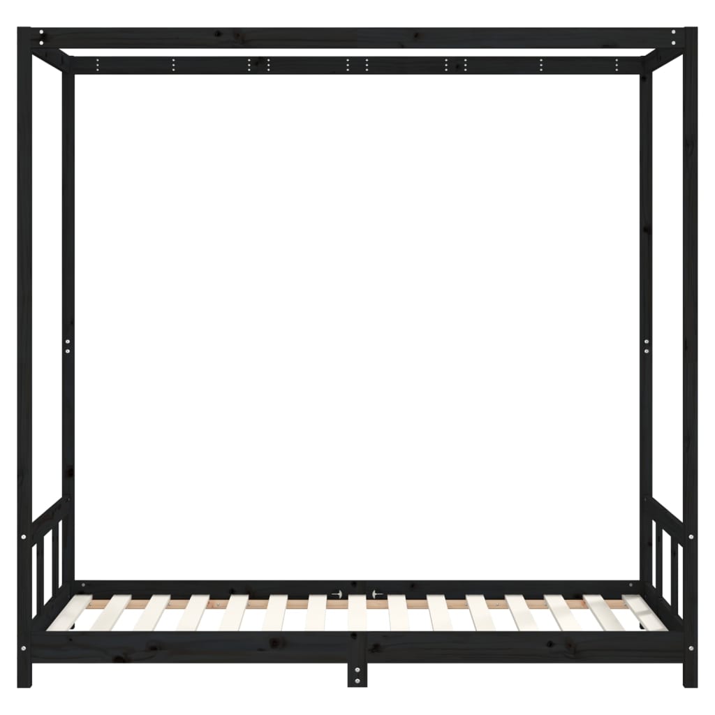 Estrutura de cama infantil 90x190 cm pinho maciço preto