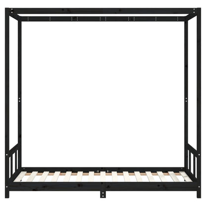 Estrutura de cama infantil 90x190 cm pinho maciço preto