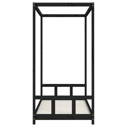 Estrutura de cama infantil 90x190 cm pinho maciço preto