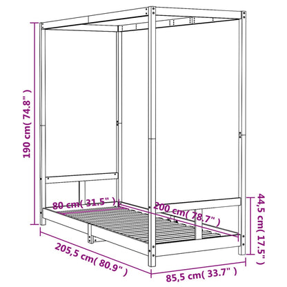 Estrutura de cama infantil 80x200 cm pinho maciço branco