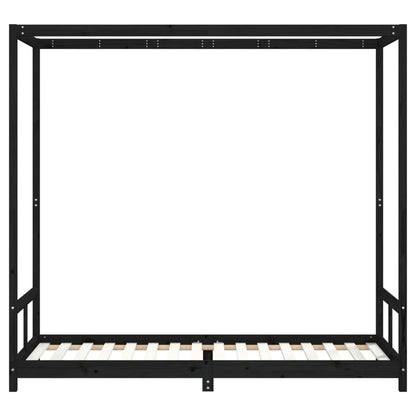 Estrutura de cama infantil 80x200 cm pinho maciço preto