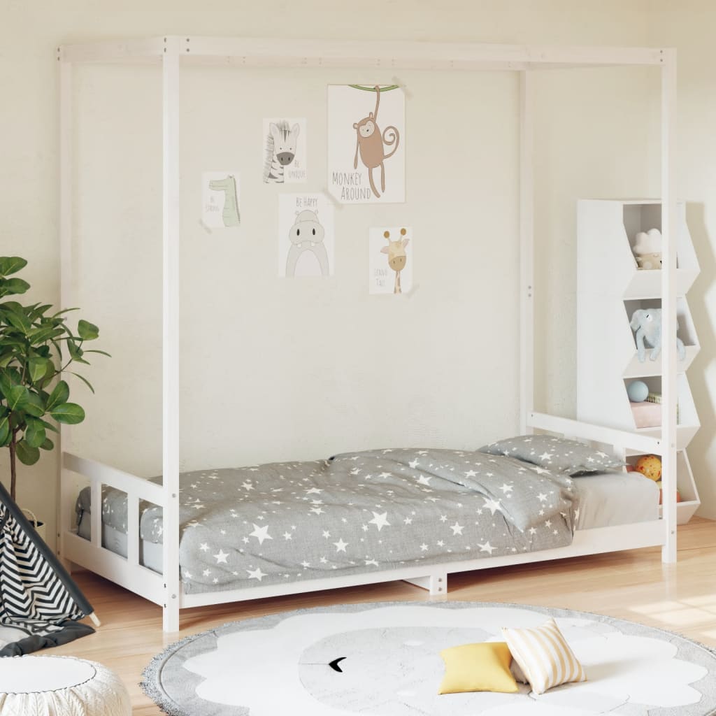 Estrutura de cama infantil 90x200 cm pinho maciço branco