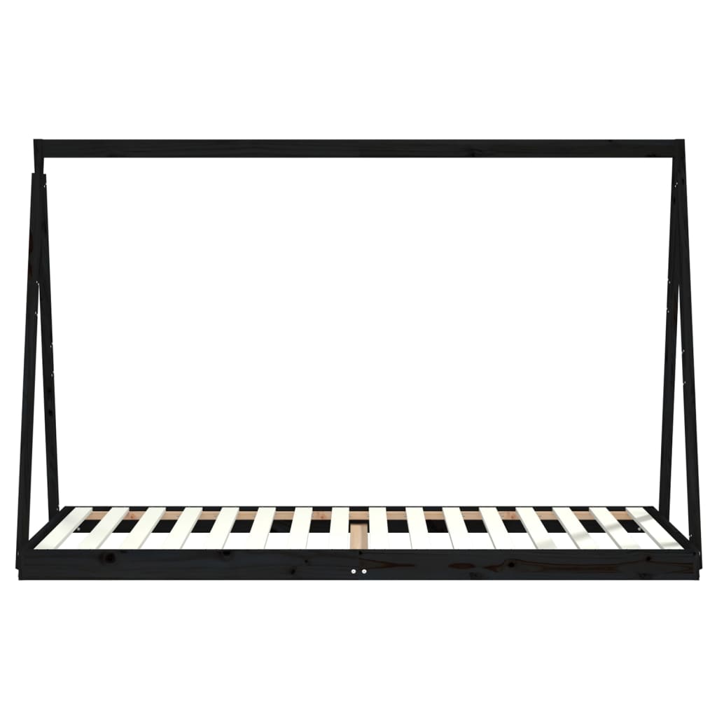 Estrutura de cama infantil 90x200 cm pinho maciço preto