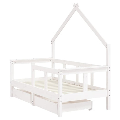 Estrutura cama infantil c/ gavetas 70x140cm pinho maciço branco