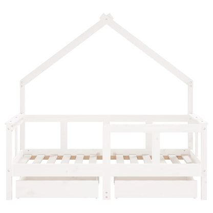 Estrutura cama infantil c/ gavetas 70x140cm pinho maciço branco