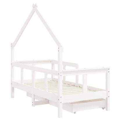 Estrutura cama infantil c/ gavetas 70x140cm pinho maciço branco