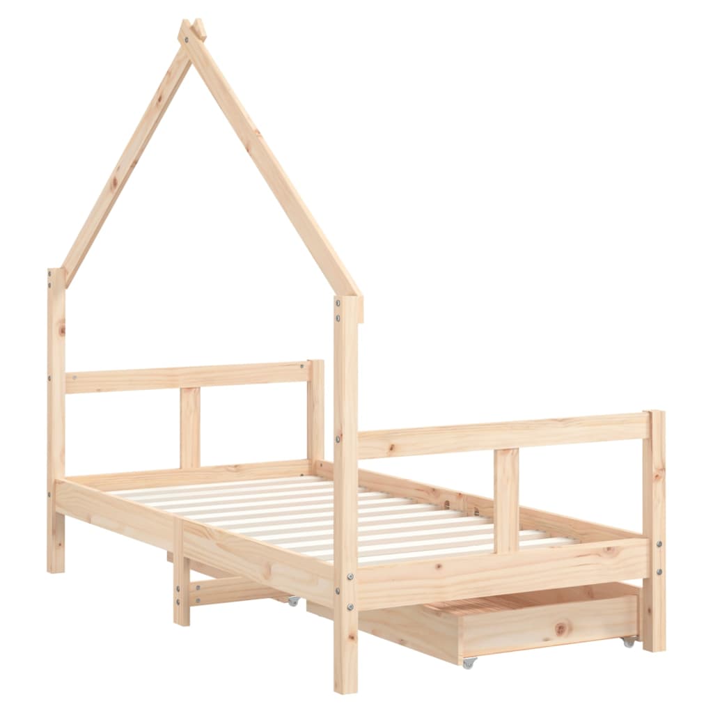 Estrutura de cama infantil c/ gavetas 80x160 cm pinho maciço