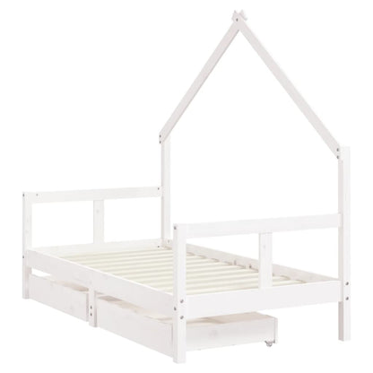 Estrutura cama infantil c/ gavetas 80x160cm pinho maciço branco