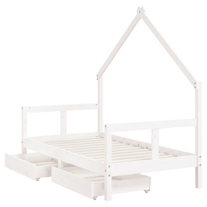 Estrutura cama infantil c/ gavetas 80x160cm pinho maciço branco