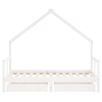 Estrutura cama infantil c/ gavetas 80x160cm pinho maciço branco