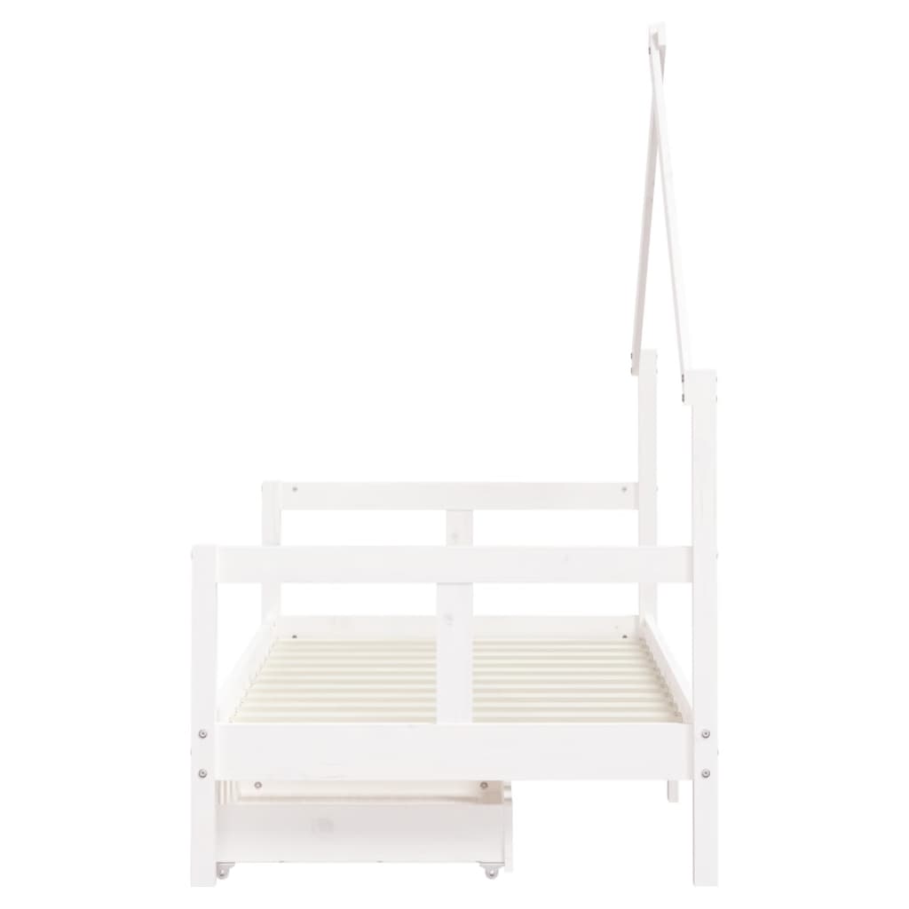 Estrutura cama infantil c/ gavetas 80x160cm pinho maciço branco