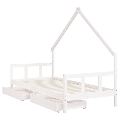 Estrutura cama infantil c/ gavetas 90x190cm pinho maciço branco