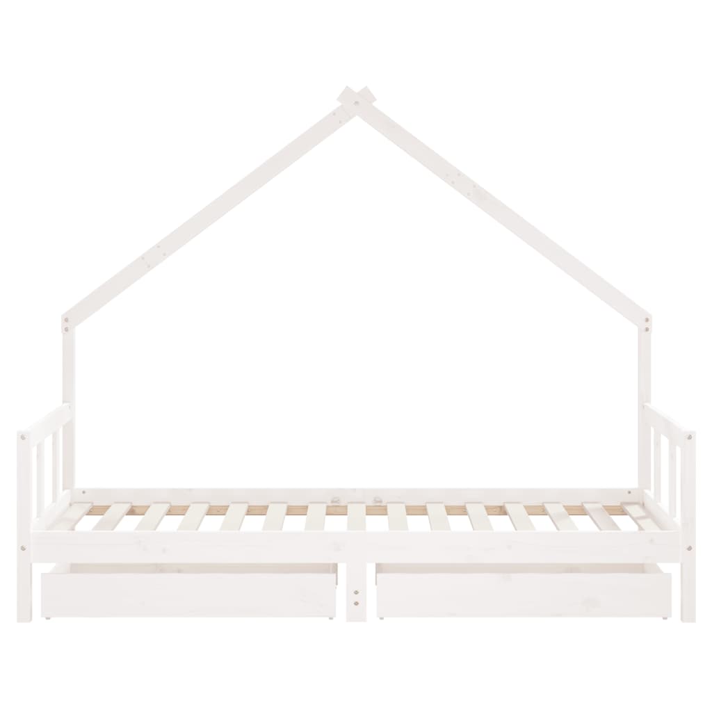 Estrutura cama infantil c/ gavetas 90x190cm pinho maciço branco