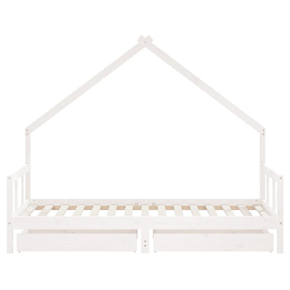 Estrutura cama infantil c/ gavetas 90x190cm pinho maciço branco