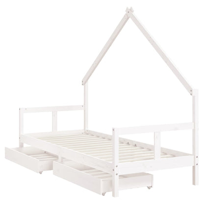 Estrutura cama infantil c/ gavetas 80x200cm pinho maciço branco