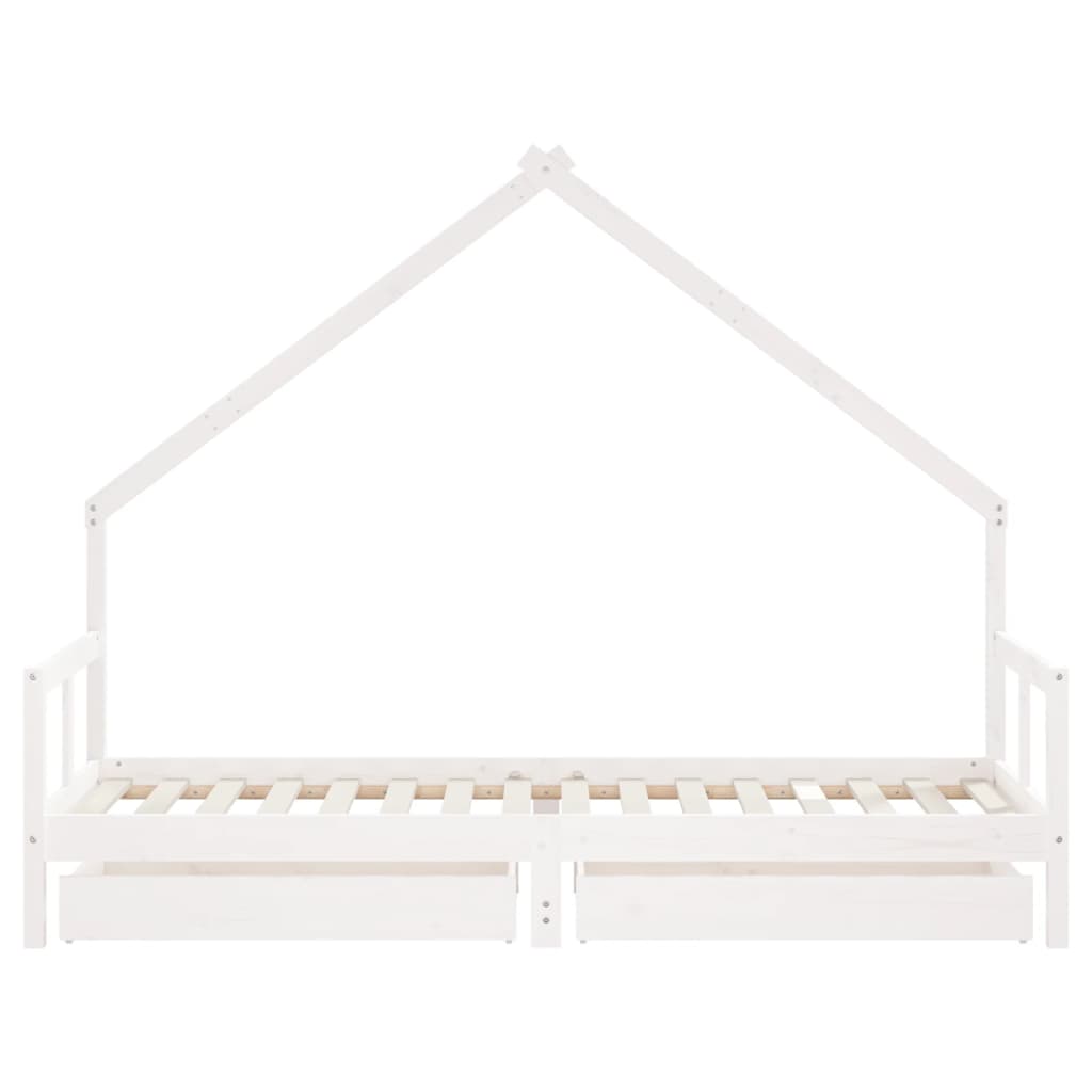 Estrutura cama infantil c/ gavetas 80x200cm pinho maciço branco