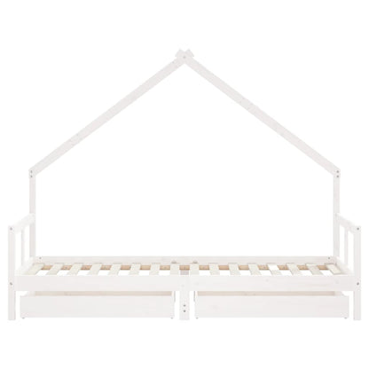 Estrutura cama infantil c/ gavetas 80x200cm pinho maciço branco