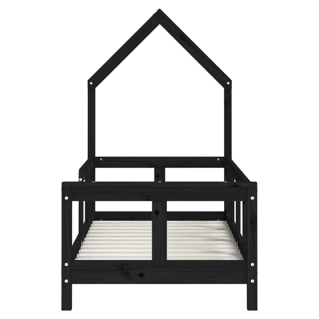 Estrutura de cama infantil 70x140 cm pinho maciço preto